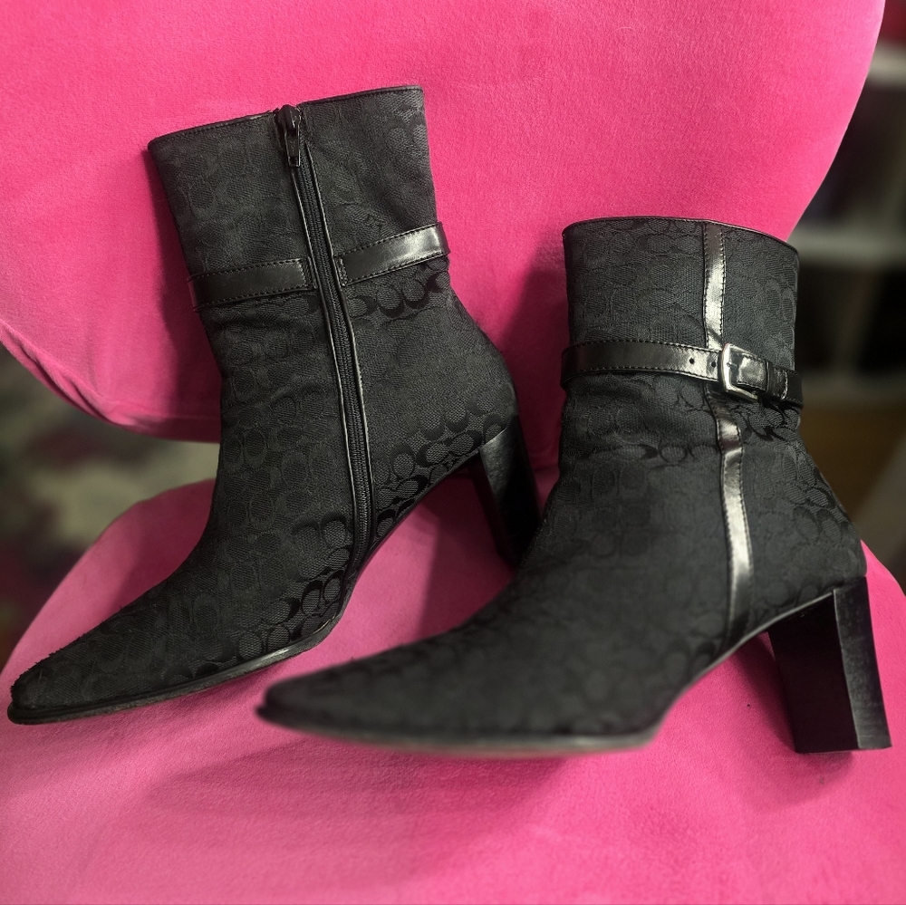 Coach Black Signature Heeled Boots